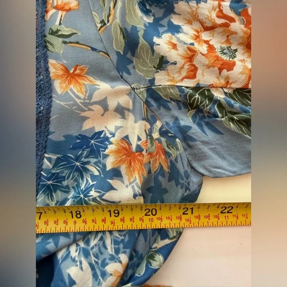 ANTHROPOLOGIE Tiny Gaina Dress XL Blue Floral Print Long Sleeve Pockets